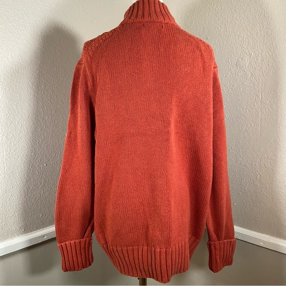 Banana Republic Orange Cable Knit High Neck Button Collar Sweater Size Large - Picture 4 of 11